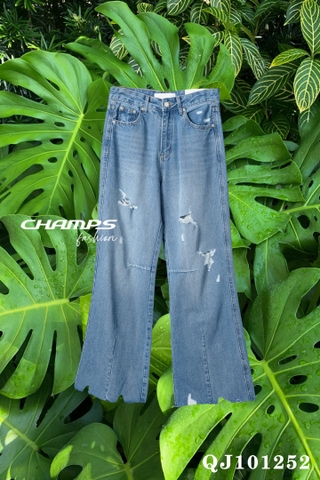 QUẦN JEAN BASS XANH RACH 101252