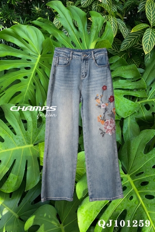 QUẦN JEAN SUÔN THÊU HOA 101259