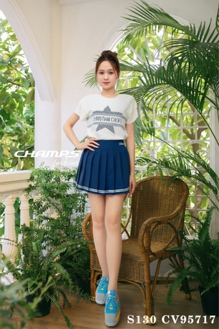 CHÂN VÁY XANH ĐEN XẾP LY 95717