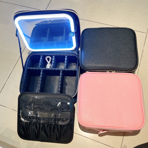 Túi Makeup Cốp da + Gương đèn