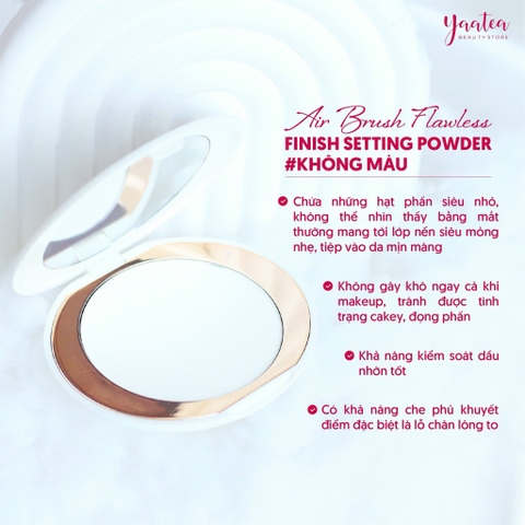 Phấn nén Charlotte ( Vỏ Trắng ) Airbrush Brightening Flawless Finish Powder