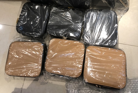 Túi Makeup Cốp da + Gương đèn