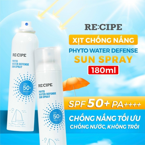 Xịt chống nắng Recipe Phyto Water Defese SPF 50+ 180ml