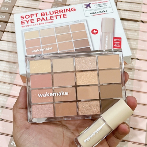 Set Nền + Bảng màu mắt WAKEMAKE Soft Blurring Eye Palette Special Set