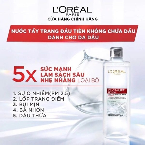 Nước Tẩy trang L'oreal Revitalift Crystal Purifying Micellar Water 95ml