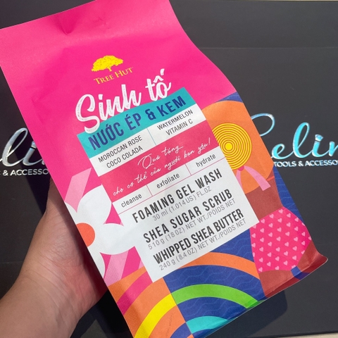 Túi Sinh tố Tree Hut 3 món(Gel tắm 30ml+TTBC 510g+ Dưỡng Body 240g)