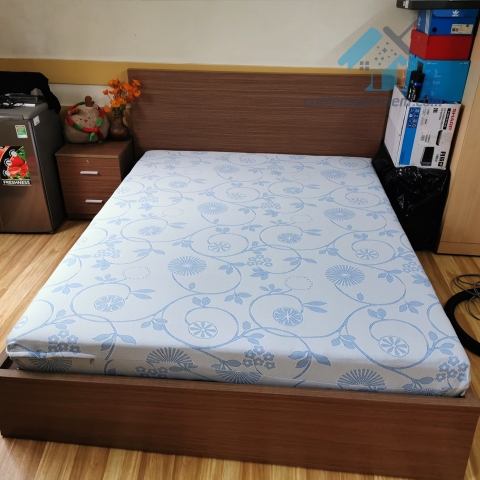 Áo bọc nệm vải Gấm thun dệt kim bọc 2 mặt có khóa kéo tone màu trắng xanh