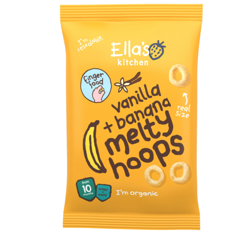 BÁNH ĂN DẶM HỮU CƠ VỊ CHUỐI VANI - ELLA'S KITCHEN BANANA + VANILLA MELTY HOOPS