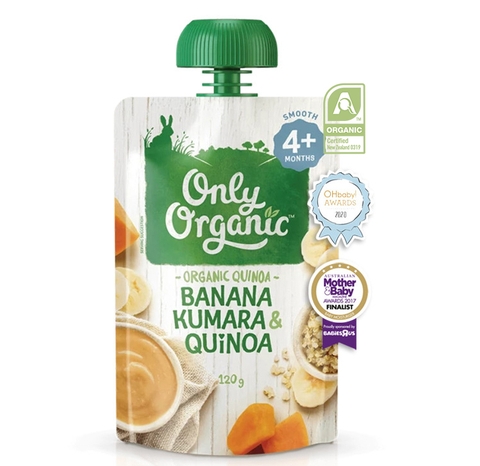 DINH DƯỠNG RAU CỦ NGHIỀN HỮU CƠ CHUỐI, KHOAI LANG NHẬT CHO BÉ TỪ 4 THÁNG " ONLY ORGANIC" - ONLY ORGANIC BANANA KUMARA  & QUINOA