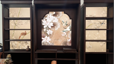tranh điện tủ gỗ