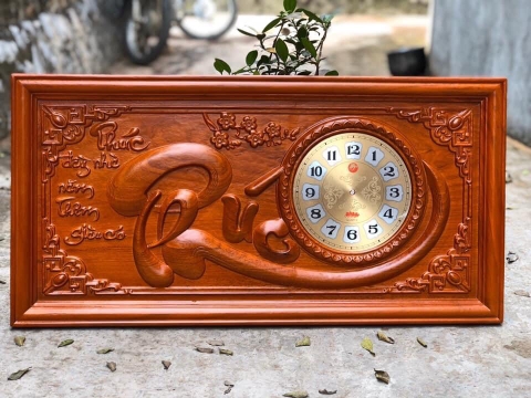 Tranh đồng hồ chữ phúc 41 x81