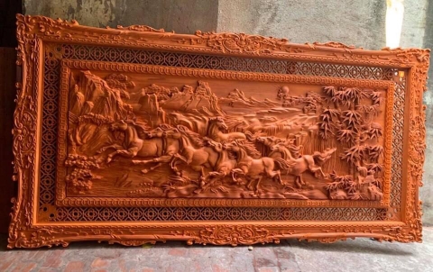 tranh mã đáo thành công kích thước cao 97 cm x dài 1m97 x dầy 5cm