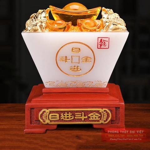 Bát tụ bảo vuông bạch ngọc bột đá cao cấp  11x11x16cm - 1.9kg