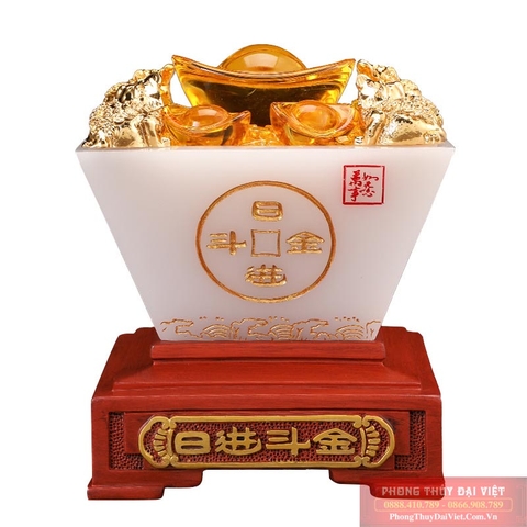 Bát tụ bảo bạch ngọc vuông bột đá cao cấp 15x15x20cm - 3.25kg