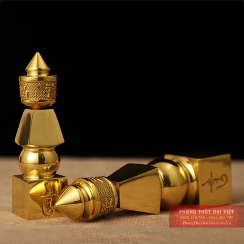 Tháp ngũ hành đồng vàng 15x4 cm - 350g