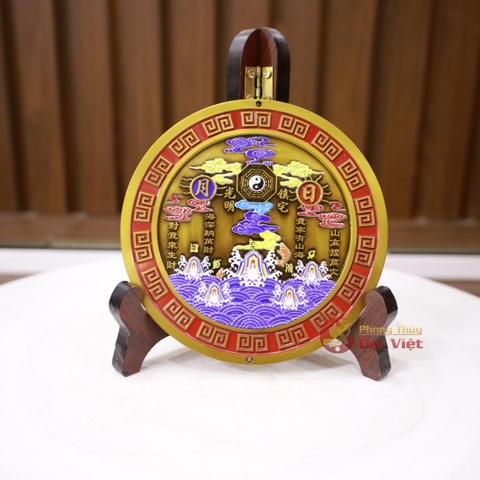 Gương sơn hải trấn tròn đồng đúc nguyên khối mầu 12cm-250g - PVN774