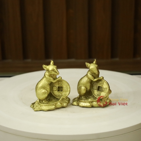 Chuột ôm đồng xu bằng đồng 8x6x4cm - 0.25kg-PVN765