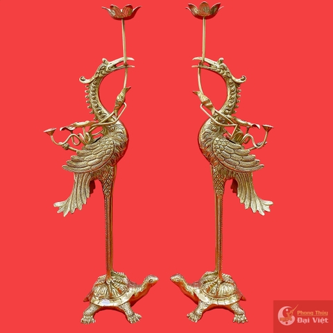 Cặp hạc đồng vàng bóng