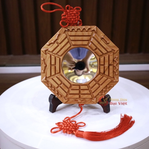 Gương bát quái gỗ đào lõm 15.5cm - PVN732