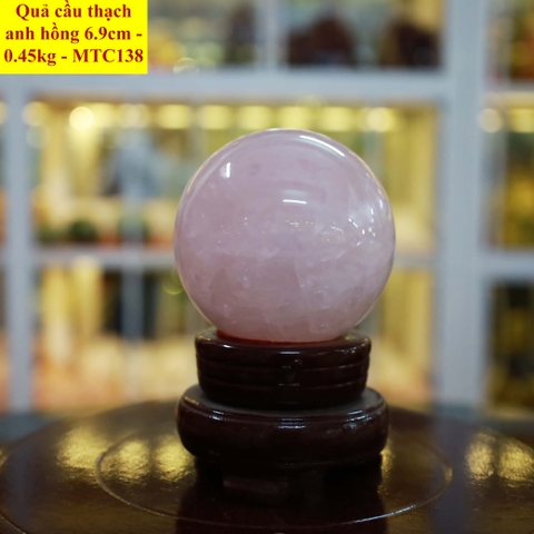 Quả cầu thạch anh hồng tự nhiên ĐK 6.9cm - 0.45kg - MTC138