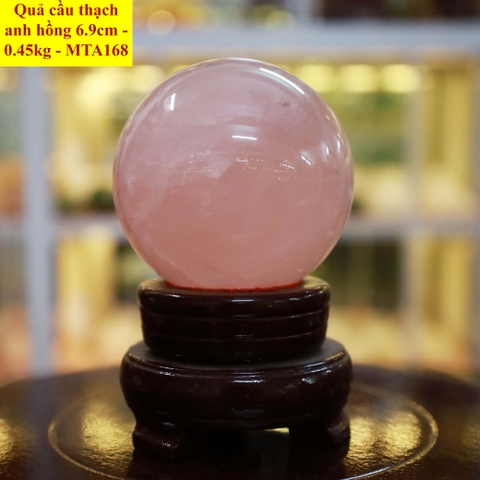 Quả cầu thạch anh hồng tự nhiên ĐK 6.9cm - 0.45kg - MTA168
