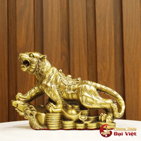 Hổ Đứng Đế Tiền Đồng Nguyên Chất 20x13x6cm - 1kg