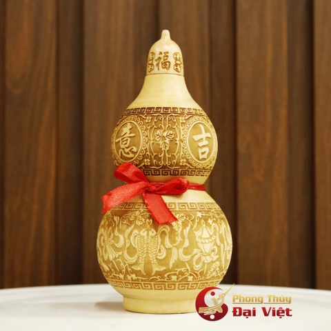 Hồ Lô Gỗ Đào Chiêu Tài 18cm