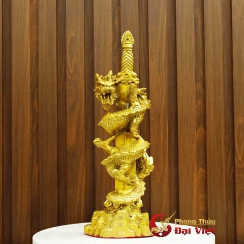 Rồng Cuốn Kiếm Đồng Nguyên Chất - 40x14.5x8cm - 2.8kg