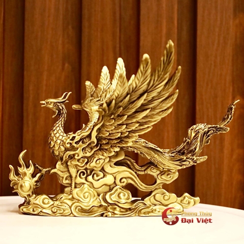 Phượng Hoàng Cưỡi Mây Đồng Nguyên Chất 20x15x17cm - 1.15kg