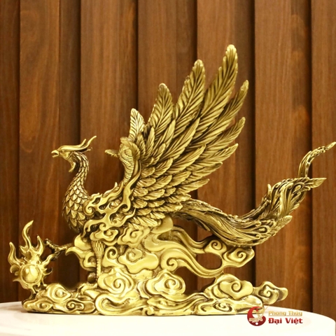 Phượng Hoàng Cưỡi Mây Đồng Nguyên Chất 30x24x22cm - 3.65kg