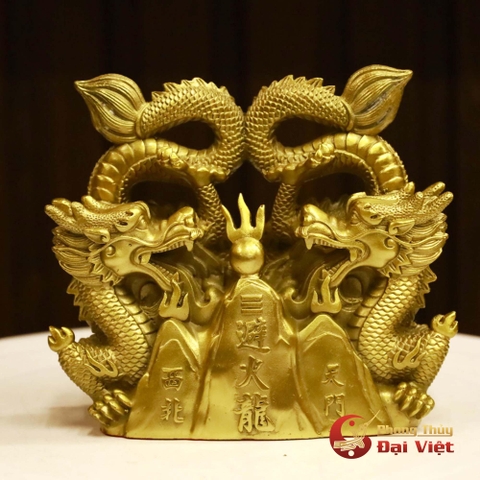 Song Long Tam Sơn Đồng Nguyên Chất Kích Thước 15x6.5x14cm - 1.15kg