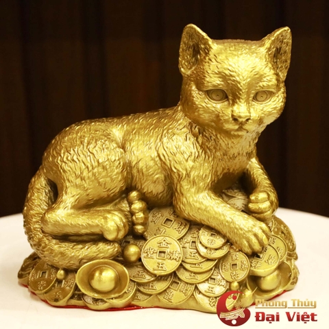 Mèo Nằm Tiền Đồng Nguyên Chất Kích Thước 17x15x11 - 1.4kg