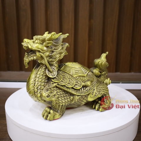 Long quy bát quái ngậm ngũ đế đồng nguyên chất 21x15x18cm - 2.4kg-PVN767