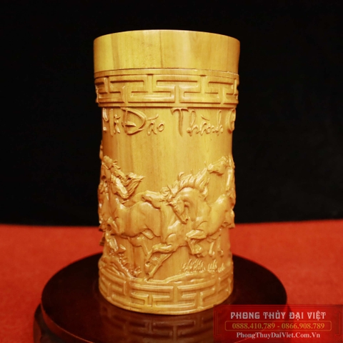 Lọ chè gỗ bách xanh 10x18cm
