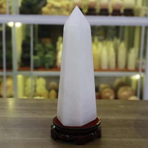 Trụ đá thạch anh trắng đục 25x7.5cm-2.05kg-MTA381