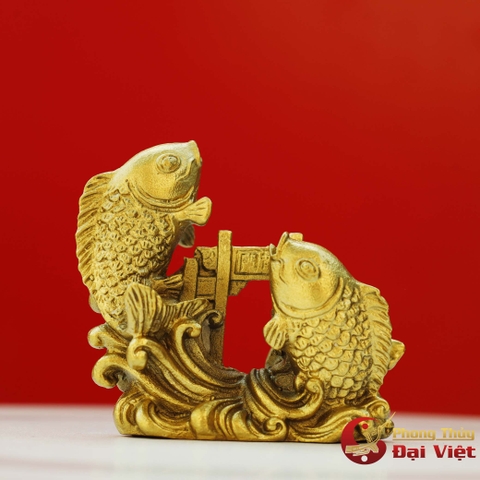 Cá chép vượt Vũ Môn hoá rồng bằng đồng nguyên chất 7x8cm-200g