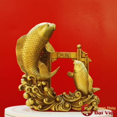 Cá chép vượt Vũ Môn hoá rồng bằng đồng nguyên chất - 28x26cm-4kg