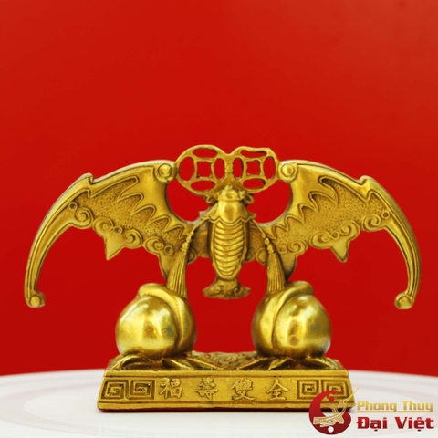 Dơi đồng phú quý đào trường thọ 14.5x10x4cm - 0.4kg