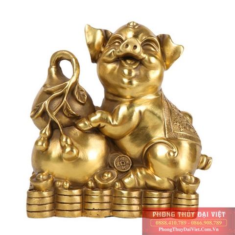 Heo ôm hồ lô đồng nguyên chất 18x9x16cm - 1.4kg-PVN502