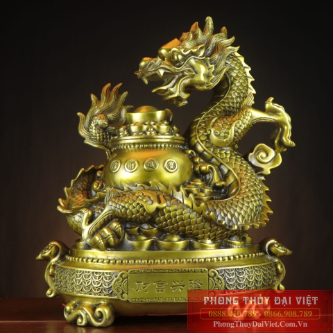 Rồng ôm hũ vàng đồng 27x22x12cm - 2.7kg