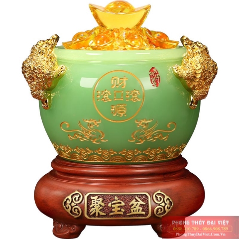 Bát tụ bảo tròn lam ngọc bột đá cao cấp 14x16cm - 2.3kg