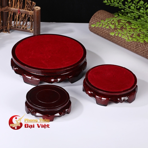 Đế Gỗ Tròn Lót Nhung Đỏ Đường Kính 6cm - 24cm