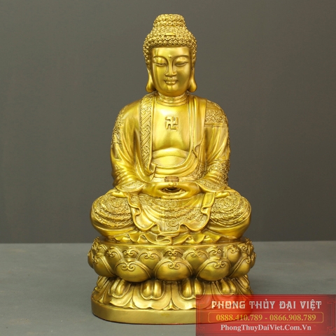 Phật A di đà đồng nguyên chất 30x15cm - 2.4kg