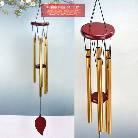 Chuông gió phong thuỷ 6 thanh hợp kim nhôm mạ đồng M2