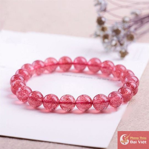 Vòng tay đá thạch anh dâu tây