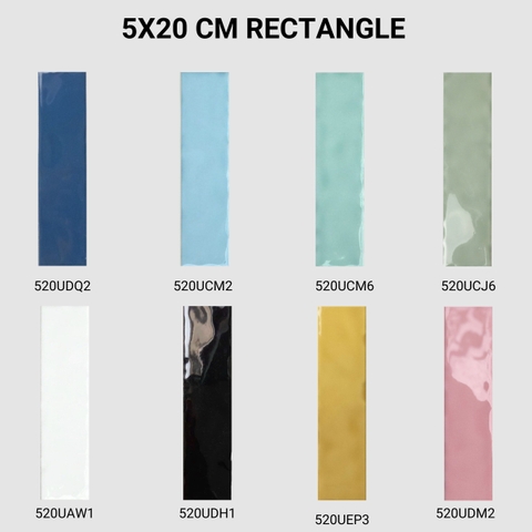 Gạch thẻ seri nhiều màu mặt bóng/lượn 50x200mm (8 màu)