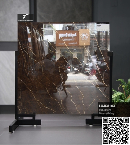 Gạch 80x80 màu nâu khắc kim 80LUJS8103