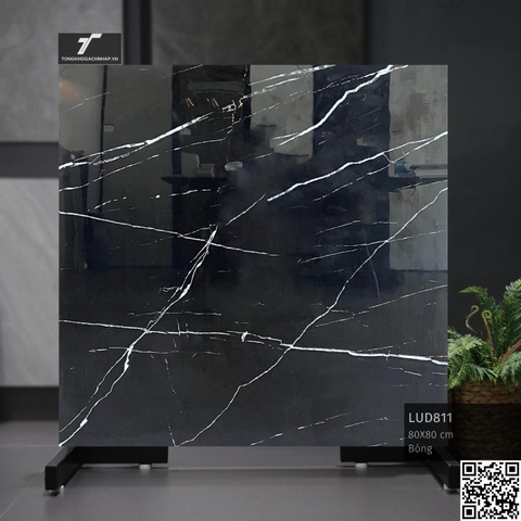 Gạch lát nền 800x800 phòng khách giả đá LUD811