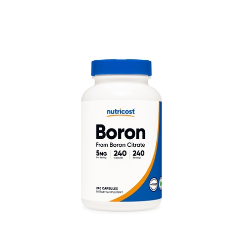 Nutricost Boron 5mg – Tăng Cường Hấp Thu Canxi, Magie & Vitamin D (240 Viên)