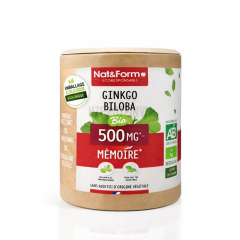 Nat&Form Ginkgo Biloba 500mg – Tăng Cường Tuần Hoàn Máu Não, Cải Thiện Trí Nhớ, Bạch Quả Cao Cấp Từ Pháp